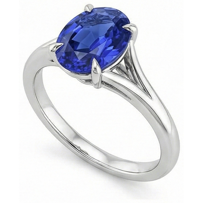 Natural Real ( Not Lab Grown )  Oval Cut Solitaire Sapphire Engagement Ring
