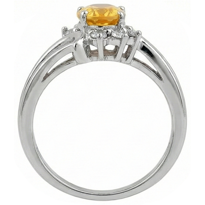 Oval Cut Yellow Sapphire And Round Natural Earth Mined Diamonds Wedding Ring Gold 14K