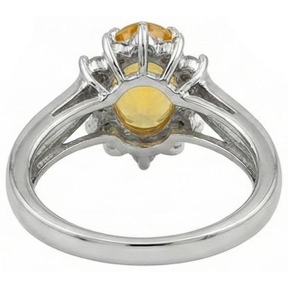 Oval Cut Yellow Sapphire And Round Natural Earth Mined Diamonds Wedding Ring Gold 14K