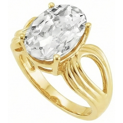 Oval Earth Mined Natural Real Diamond ( Not Lab Grown ) Old Cut Ring 5 Carats Yellow Gold