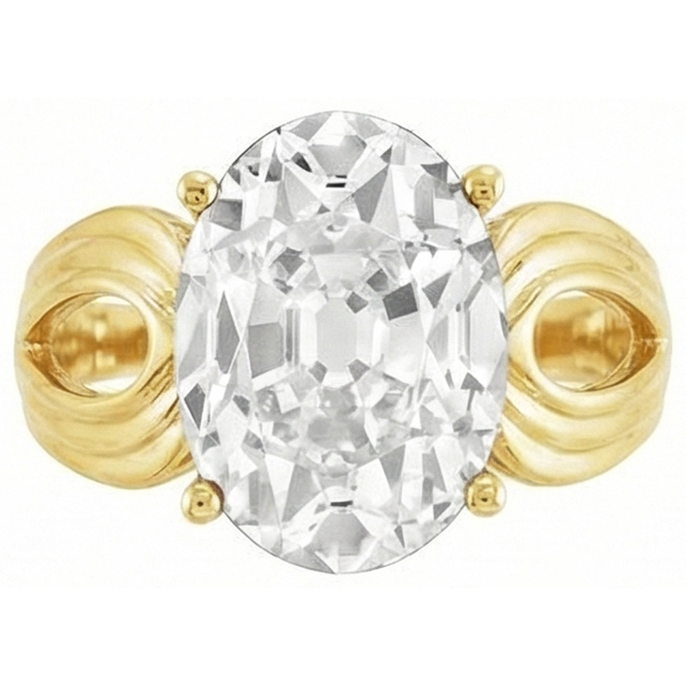 Oval Earth Mined Natural Real Diamond ( Not Lab Grown ) Old Cut Ring 5 Carats Yellow Gold