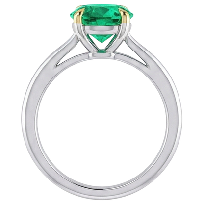 Natural Real ( Not Lab Grown ) Oval Gemstone Ring Prong Set Green Emerald GIA Jewelry