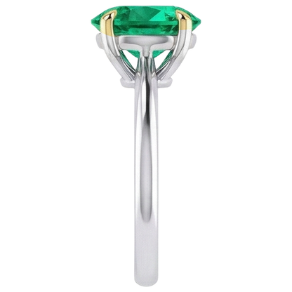Natural Real ( Not Lab Grown ) Oval Gemstone Ring Prong Set Green Emerald GIA Jewelry
