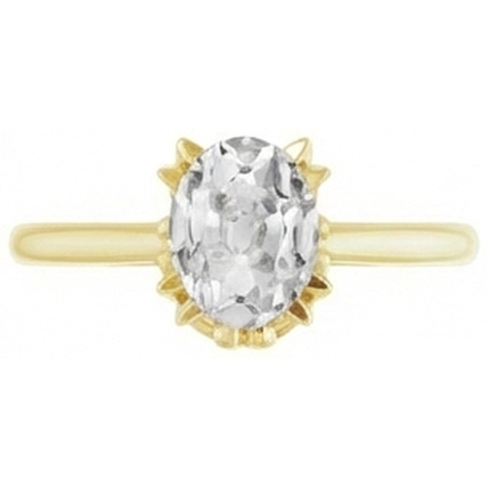 Oval Genuine Natural Real Diamond ( Not Lab Grown ) Old Mine Cut Solitaire Yellow Gold Ring 4 Carats