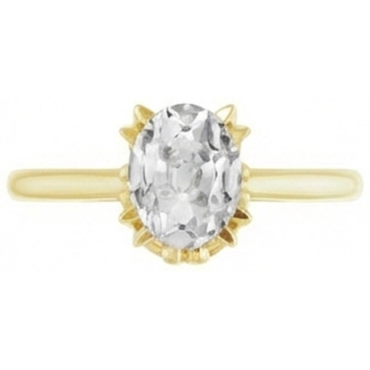 Oval Genuine Natural Real Diamond ( Not Lab Grown ) Old Mine Cut Solitaire Yellow Gold Ring 4 Carats