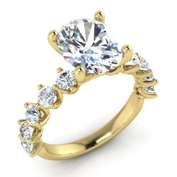 Oval Earth Mined Diamond Ring With Accents Yellow Gold