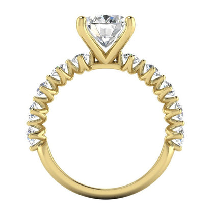 Oval Genuine Diamond Ring With Accents Yellow Gold