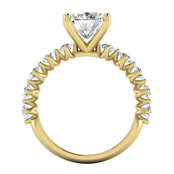 Oval Genuine Diamond Ring With Accents Yellow Gold