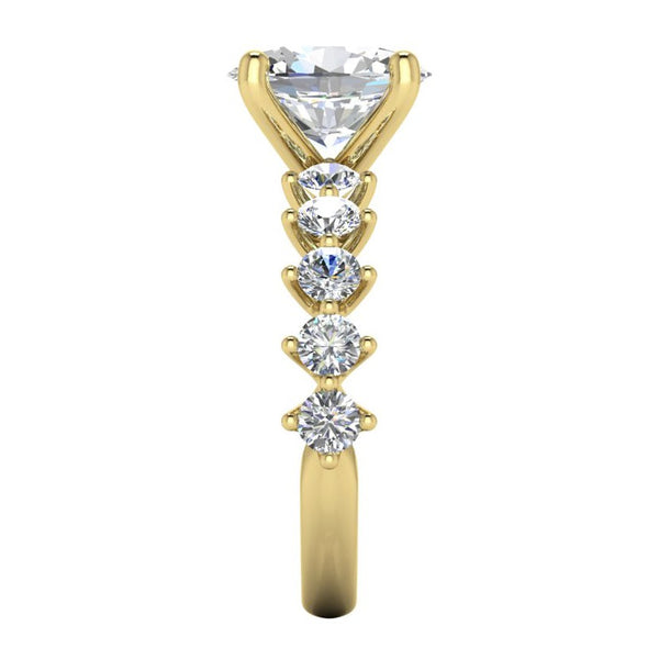 Oval Genuine Diamond Ring With Accents Yellow Gold