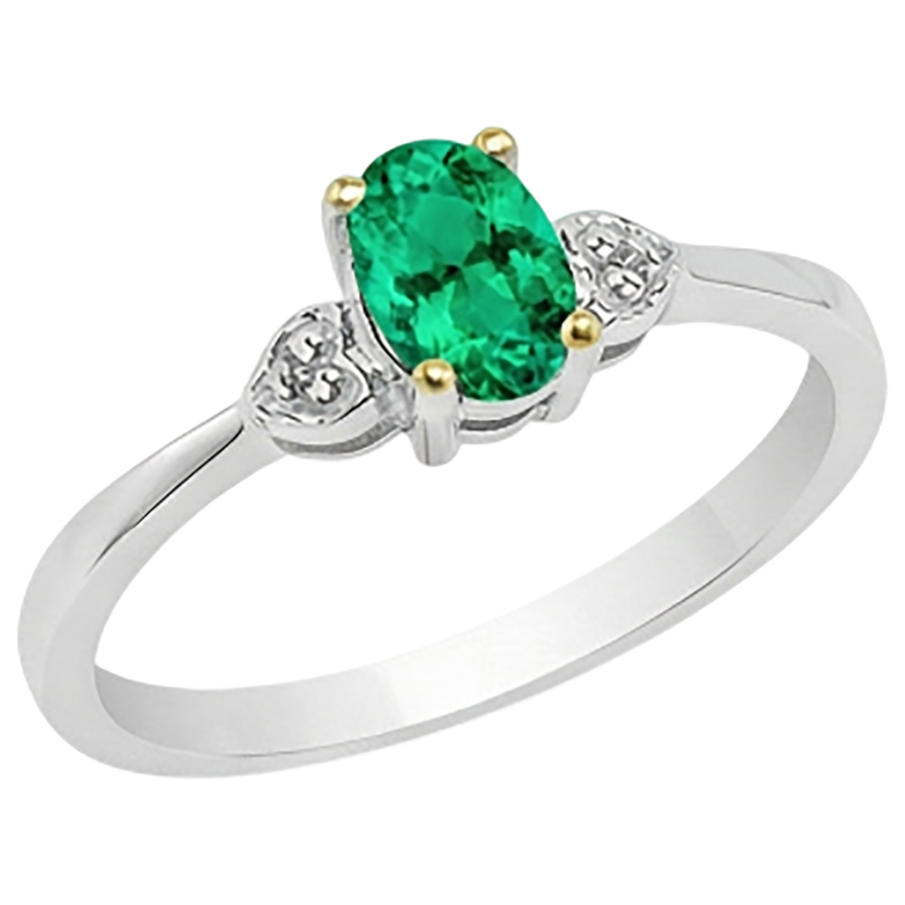 Natural Real ( Not Lab Grown ) Oval Green Emerald GIA And Diamond Ring Tapered Shank