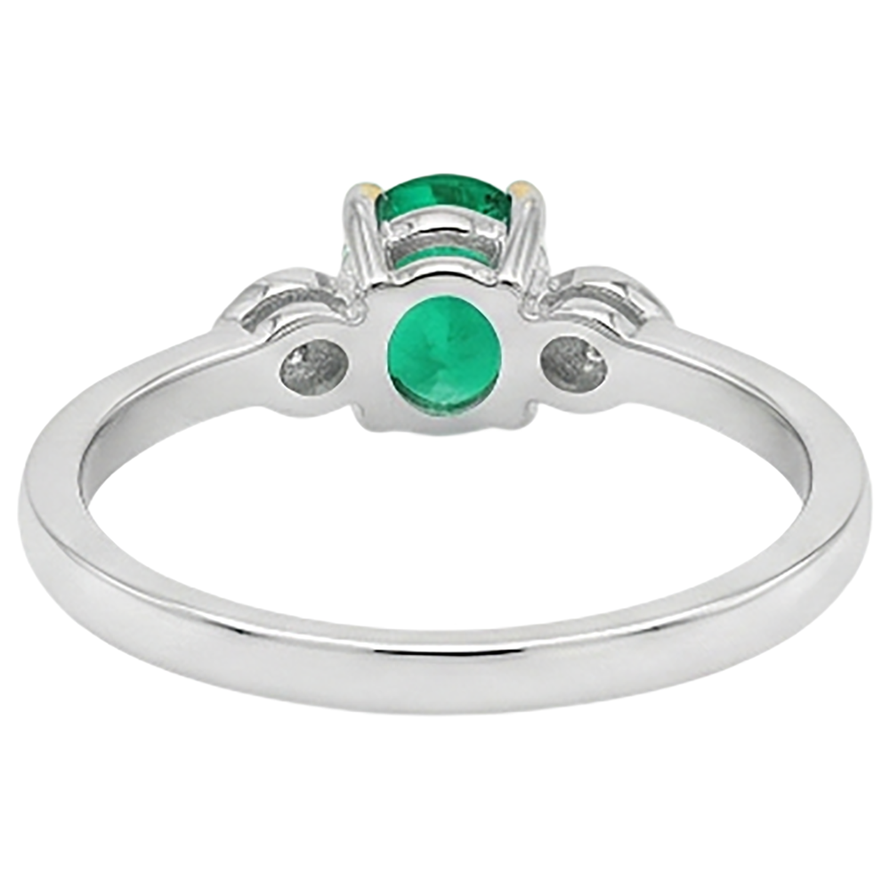 Natural Real ( Not Lab Grown ) Oval Green Emerald GIA And Diamond Ring Tapered Shank