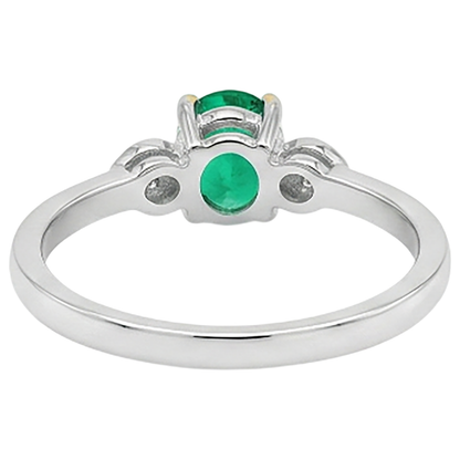 Natural Real ( Not Lab Grown ) Oval Green Emerald GIA And Diamond Ring Tapered Shank