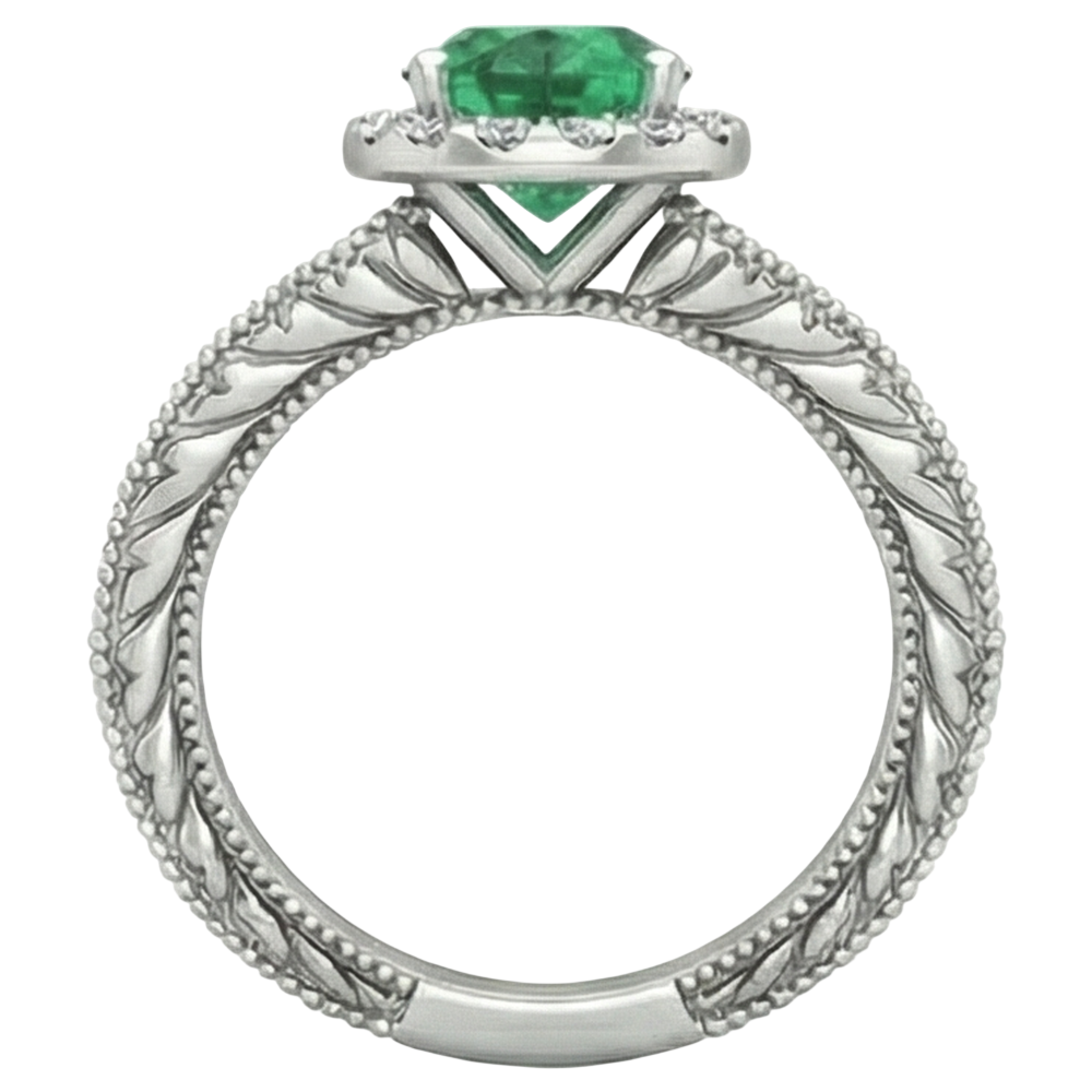 Oval Green Emerald GIA Natural Earth Mined Diamond 3.50 Carats Gemstone Ring 14K White Gold