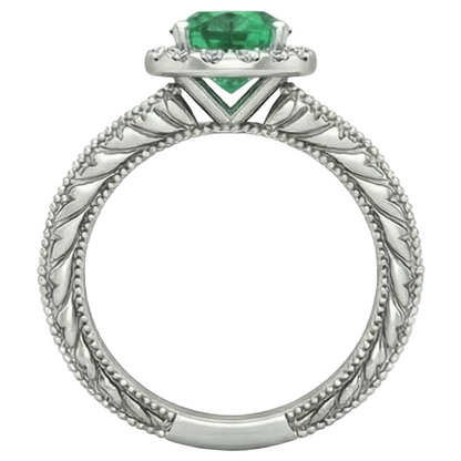 Oval Green Emerald GIA Natural Earth Mined Diamond 3.50 Carats Gemstone Ring 14K White Gold
