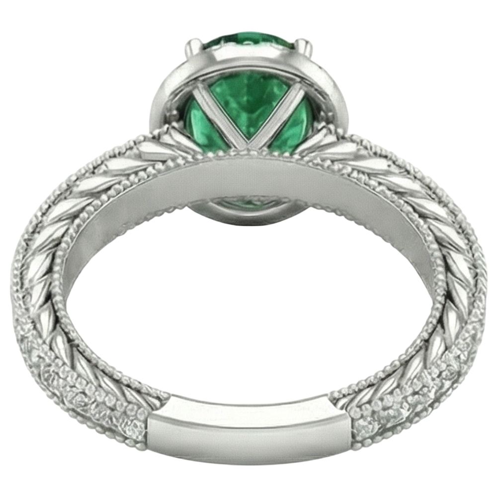 Oval Green Emerald GIA Natural Earth Mined Diamond 3.50 Carats Gemstone Ring 14K White Gold