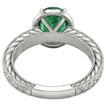 Oval Green Emerald GIA Natural Earth Mined Diamond 3.50 Carats Gemstone Ring 14K White Gold