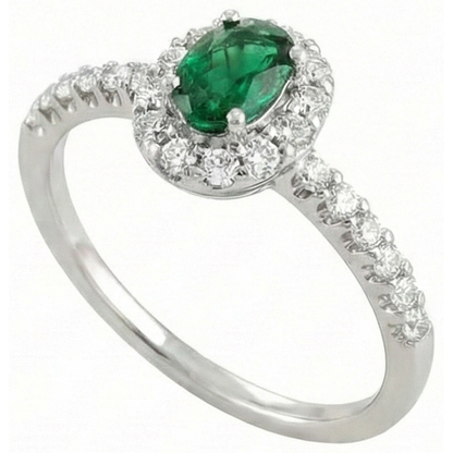 Oval Green Emerald GIA Natural Earth Mined Diamond 3.85 Carats Wedding Ring White Gold 14K
