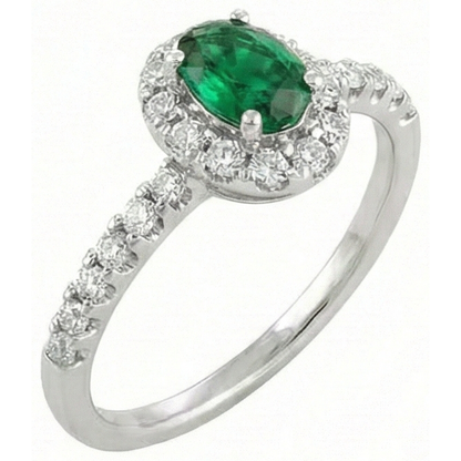 Oval Green Emerald GIA Natural Earth Mined Diamond 3.85 Carats Wedding Ring White Gold 14K