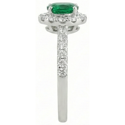 Oval Green Emerald GIA Natural Earth Mined Diamond 3.85 Carats Wedding Ring White Gold 14K