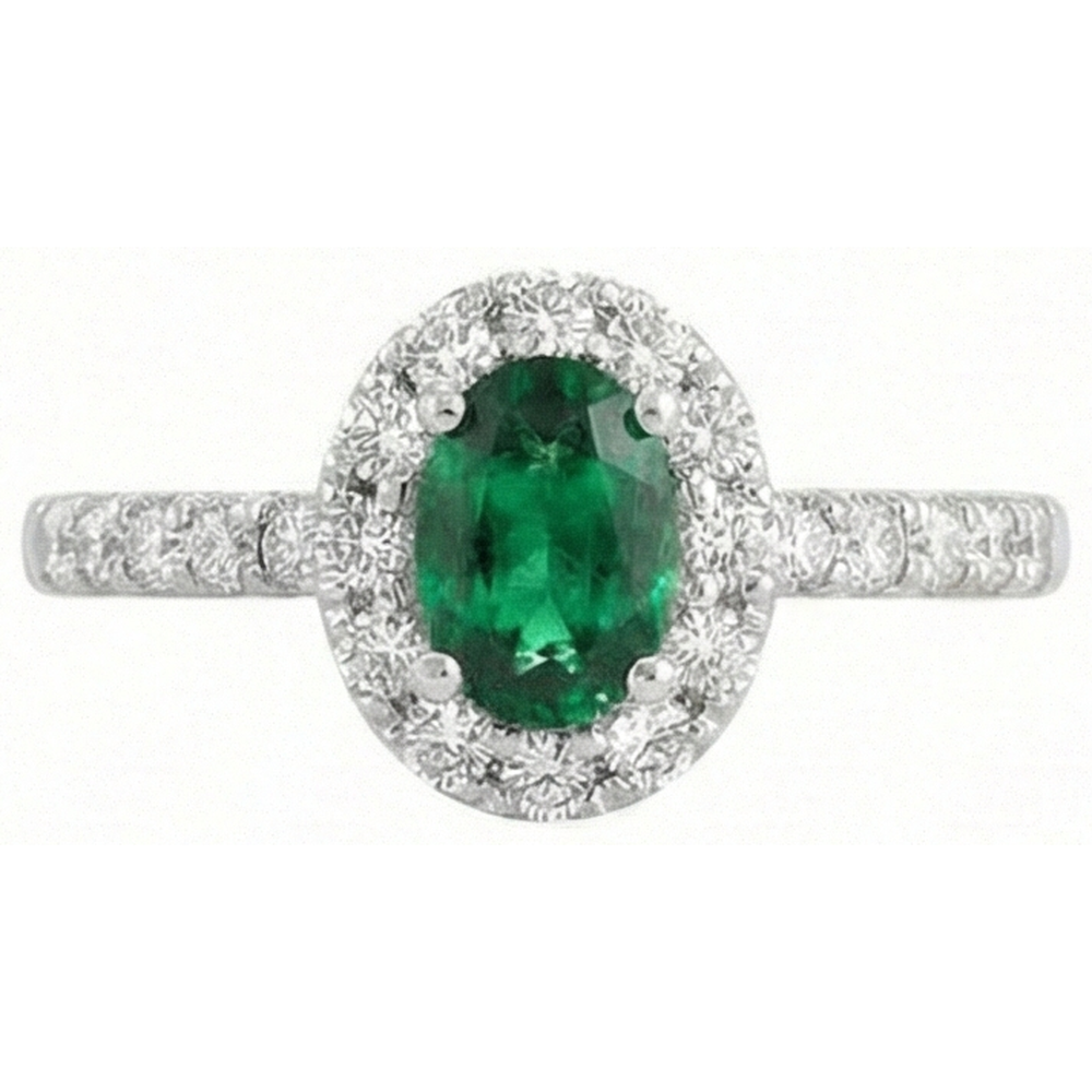 Oval Green Emerald GIA Natural Earth Mined Diamond 3.85 Carats Wedding Ring White Gold 14K