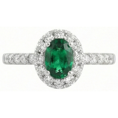 Oval Green Emerald GIA Natural Earth Mined Diamond 3.85 Carats Wedding Ring White Gold 14K