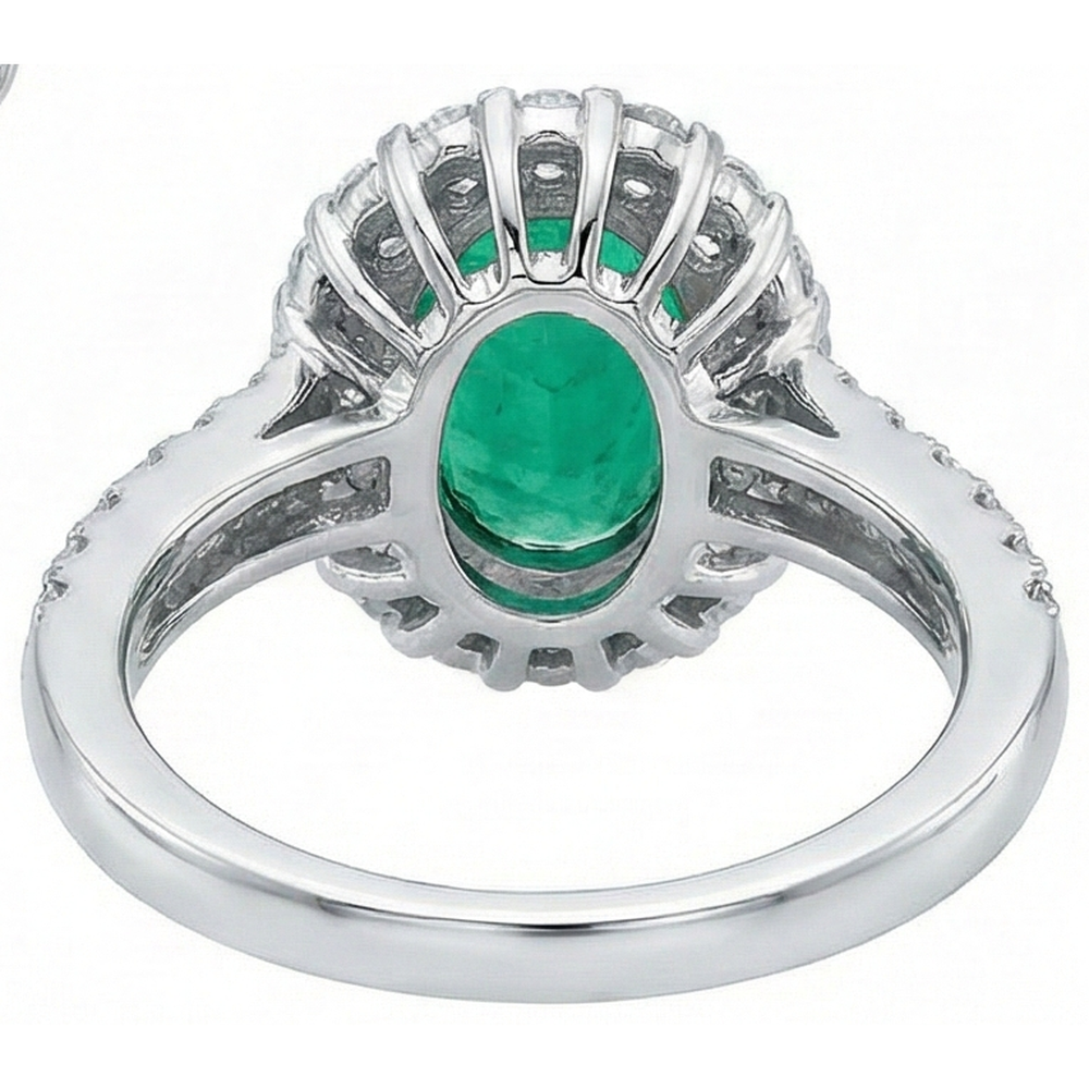 Oval Green Emerald GIA Natural Earth Mined Diamond Gemstone Ring 2.50 Carat White Gold 14K