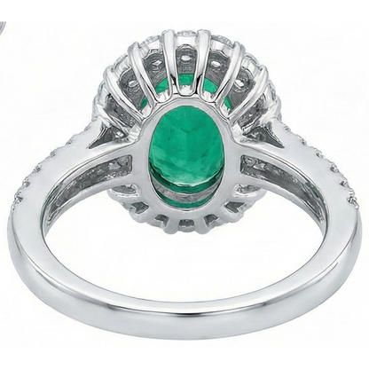 Oval Green Emerald GIA Natural Earth Mined Diamond Gemstone Ring 2.50 Carat White Gold 14K