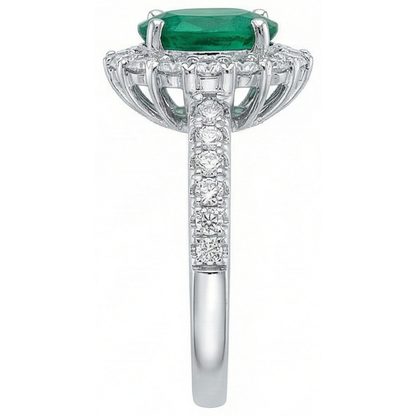 Oval Green Emerald GIA Natural Earth Mined Diamond Gemstone Ring 2.50 Carat White Gold 14K