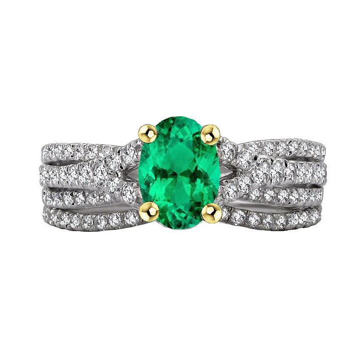 Oval Green Emerald Ring With Band Set Women's Jewelry