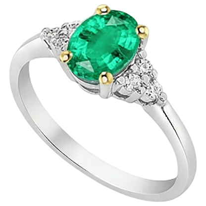 Natural Real ( Not Lab Grown ) Oval Green Emerald GIA Ring Gold Jewelry