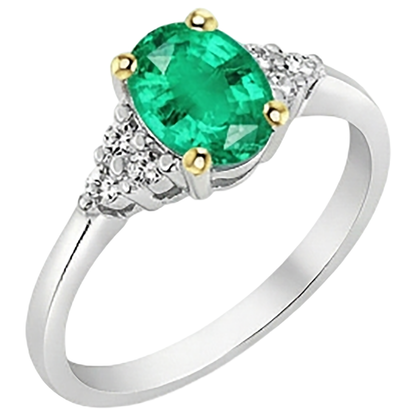 Natural Real ( Not Lab Grown ) Oval Green Emerald GIA Ring Gold Jewelry