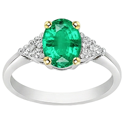 Natural Real ( Not Lab Grown ) Oval Green Emerald GIA Ring Gold Jewelry