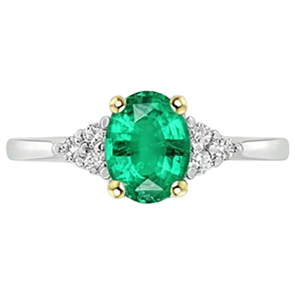 Natural Real ( Not Lab Grown ) Oval Green Emerald GIA Ring Gold Jewelry