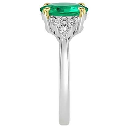 Natural Real ( Not Lab Grown ) Oval Green Emerald GIA Ring Gold Jewelry