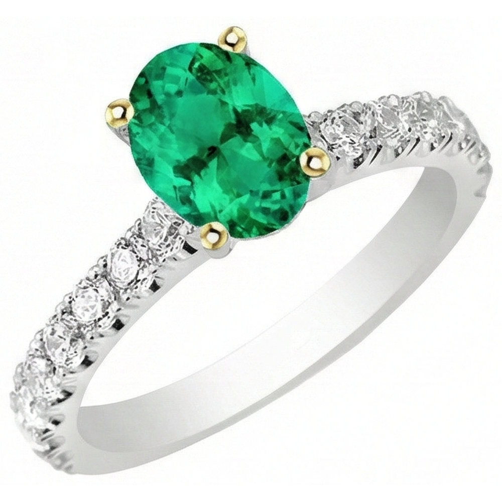 Natural Real ( Not Lab Grown ) Oval Green Emerald GIA Ring