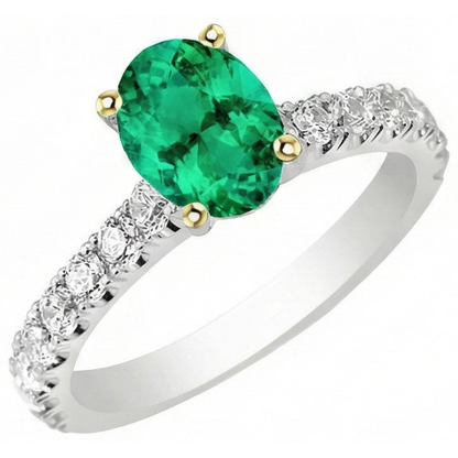 Natural Real ( Not Lab Grown ) Oval Green Emerald GIA Ring