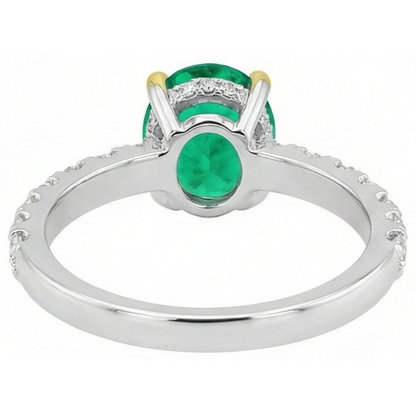 Natural Real ( Not Lab Grown ) Oval Green Emerald GIA Ring