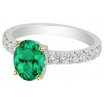 Natural Real ( Not Lab Grown ) Oval Green Emerald GIA Ring