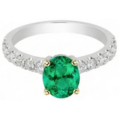 Natural Real ( Not Lab Grown ) Oval Green Emerald GIA Ring