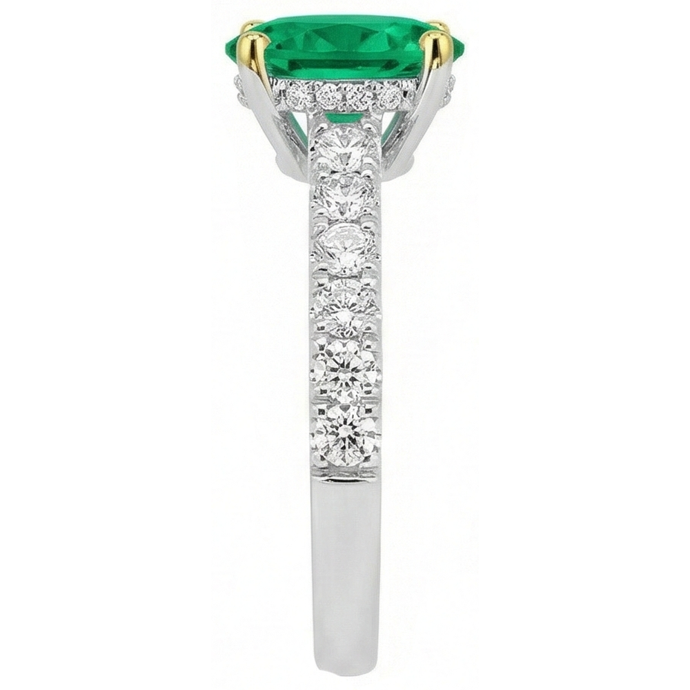Natural Real ( Not Lab Grown ) Oval Green Emerald GIA Ring