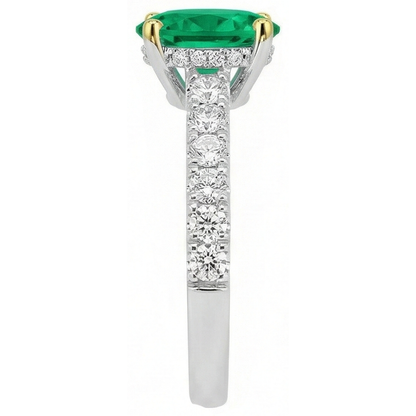 Natural Real ( Not Lab Grown ) Oval Green Emerald GIA Ring