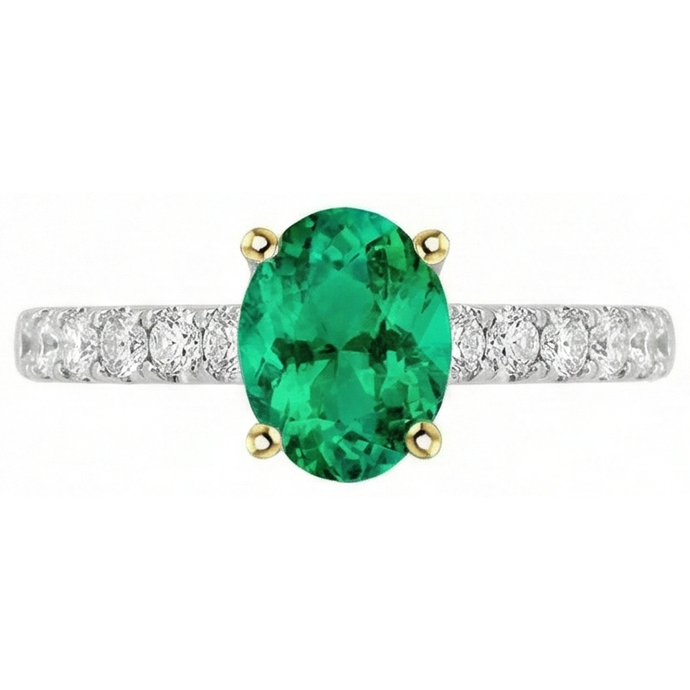 Natural Real ( Not Lab Grown ) Oval Green Emerald GIA Ring