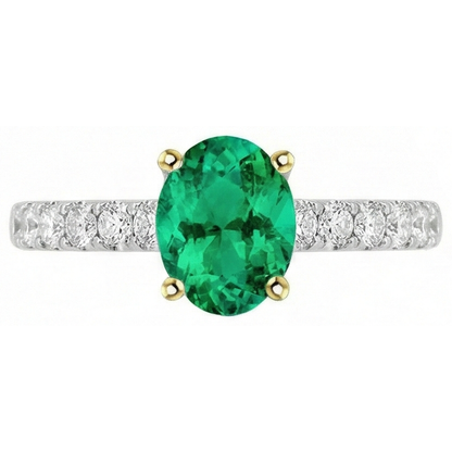 Natural Real ( Not Lab Grown ) Oval Green Emerald GIA Ring