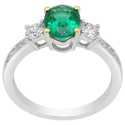 Natural Real ( Not Lab Grown ) Oval Green Emerald GIA Ring Tapered Shank Jewelry For Women