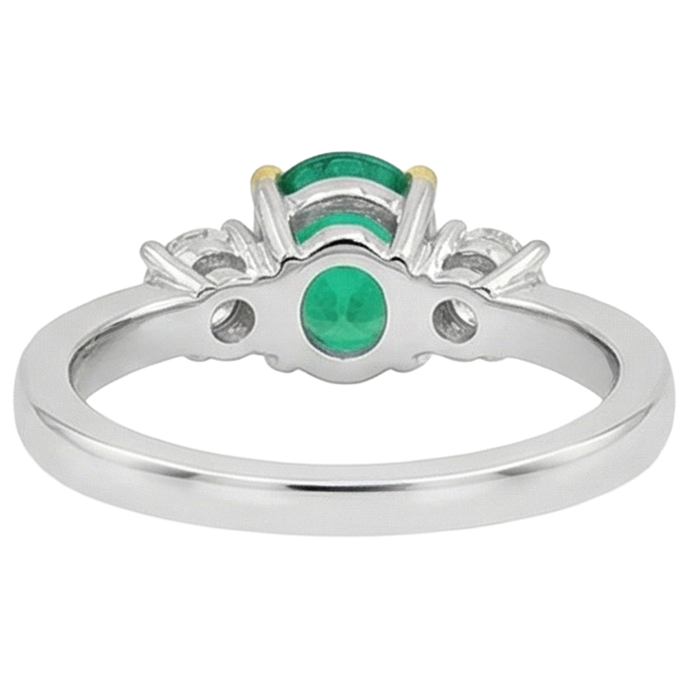 Natural Real ( Not Lab Grown ) Oval Green Emerald GIA Ring Tapered Shank Jewelry For Women