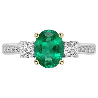 Natural Real ( Not Lab Grown ) Oval Green Emerald GIA Ring Tapered Shank Jewelry For Women