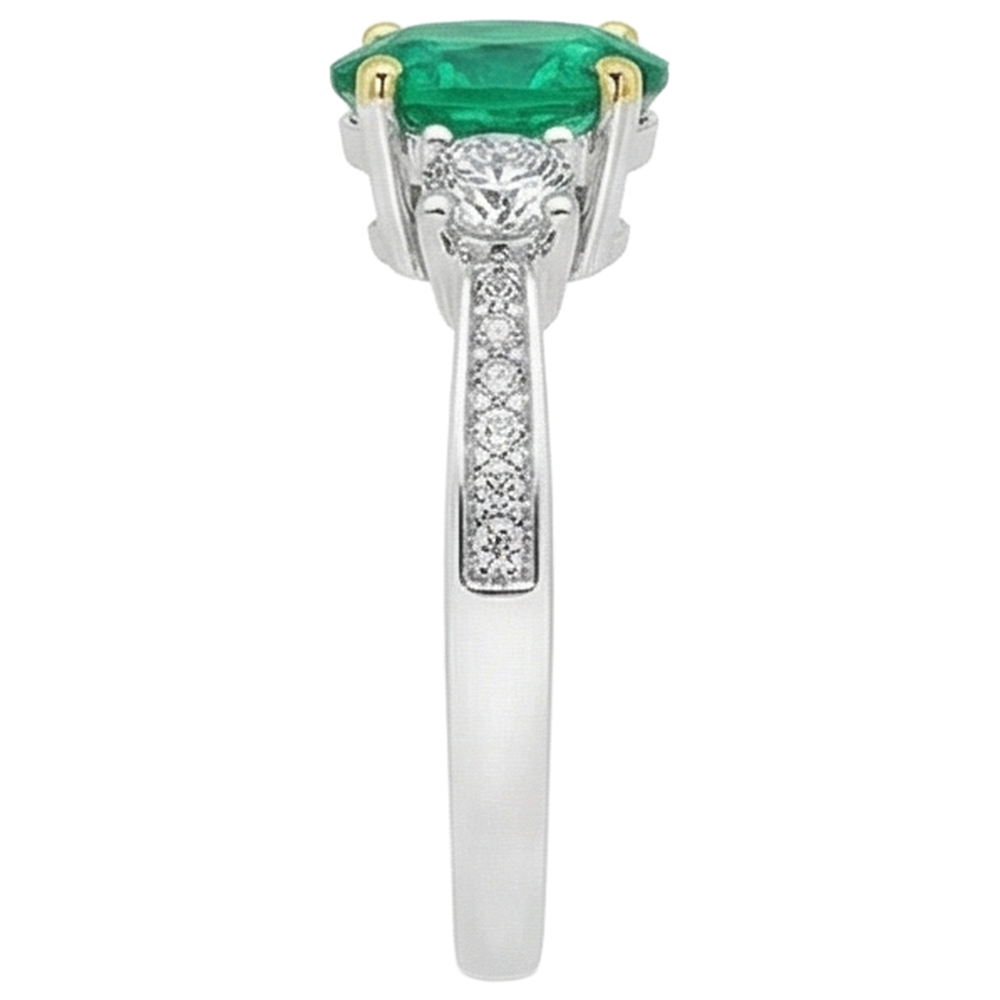 Natural Real ( Not Lab Grown ) Oval Green Emerald GIA Ring Tapered Shank Jewelry For Women