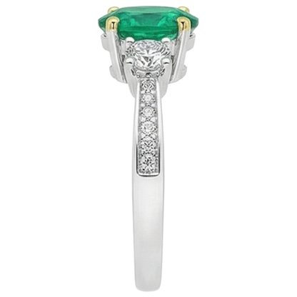 Natural Real ( Not Lab Grown ) Oval Green Emerald GIA Ring Tapered Shank Jewelry For Women