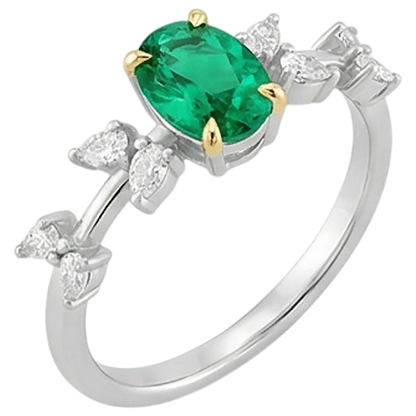 Natural Real ( Not Lab Grown ) Oval Green Emerald GIA Ring Unique Design Diamond Jewelry