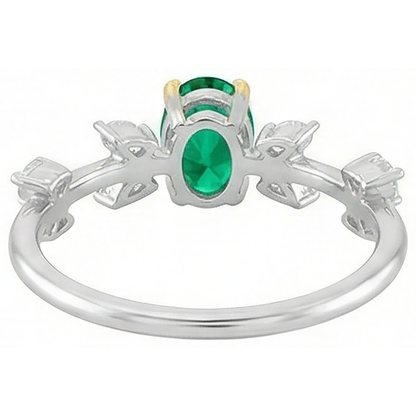 Natural Real ( Not Lab Grown ) Oval Green Emerald GIA Ring Unique Design Diamond Jewelry